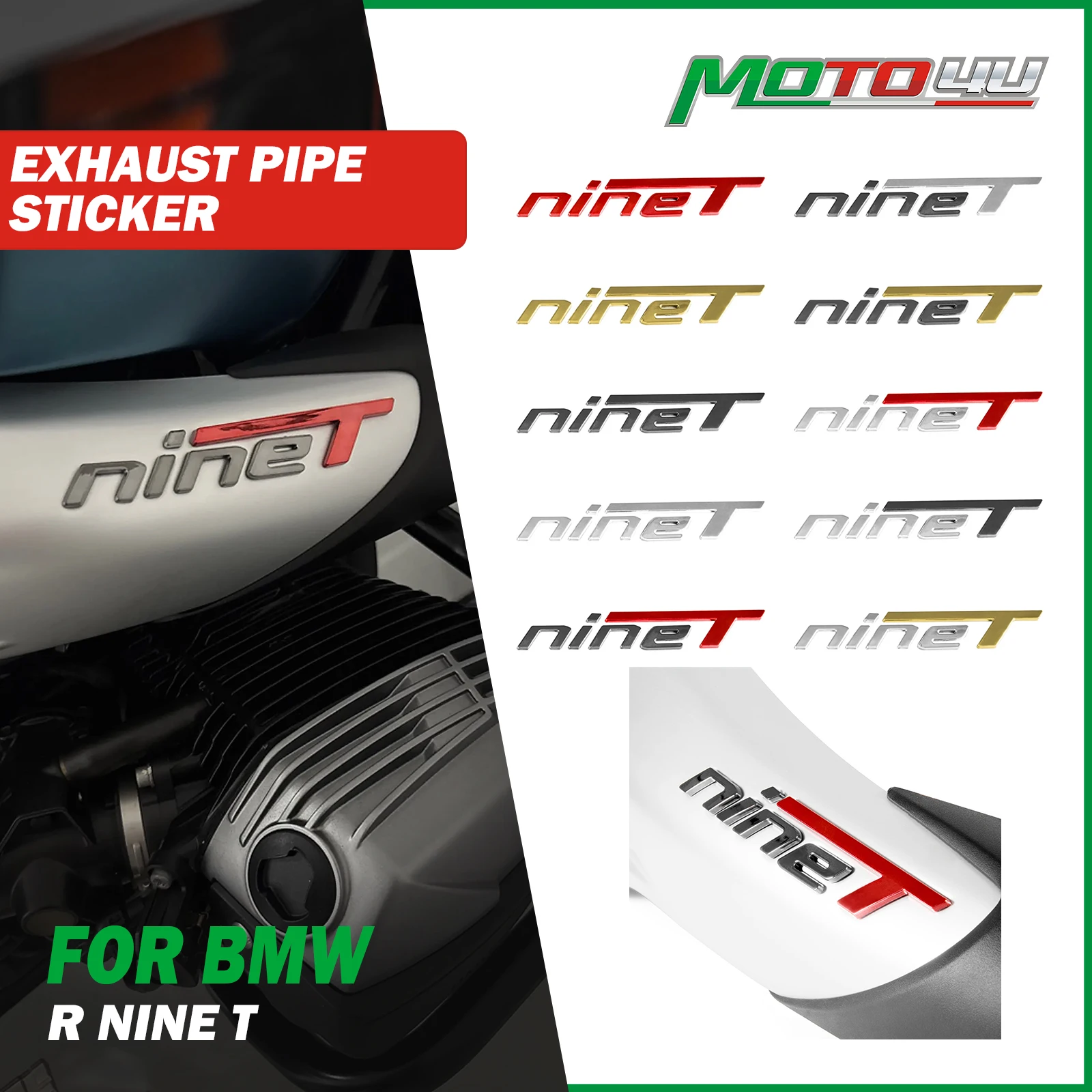 Autocollant étanche pour tuyau d\'accès moto, autocollant nickel é de personnalité cool, résistant à la chaleur 3D, BMW R NINE T R NineT r9t 3D
