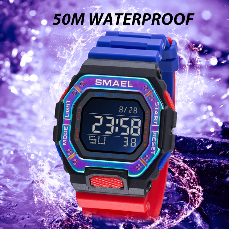 Digital Watch Men Sports Waterproof Stopwatch Alarm Clock Rubber Strap Military Wristwatches 8059 Sport Watches Led Digital