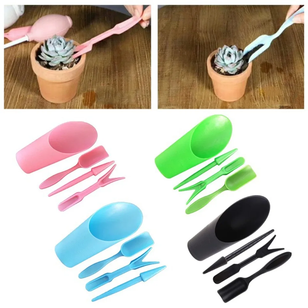 4pcs Reusable Portable Garden Planter Kit Succulent Bucket Gardening Tools Sowing Shovel Bonsai Fertilizer Drilling Device