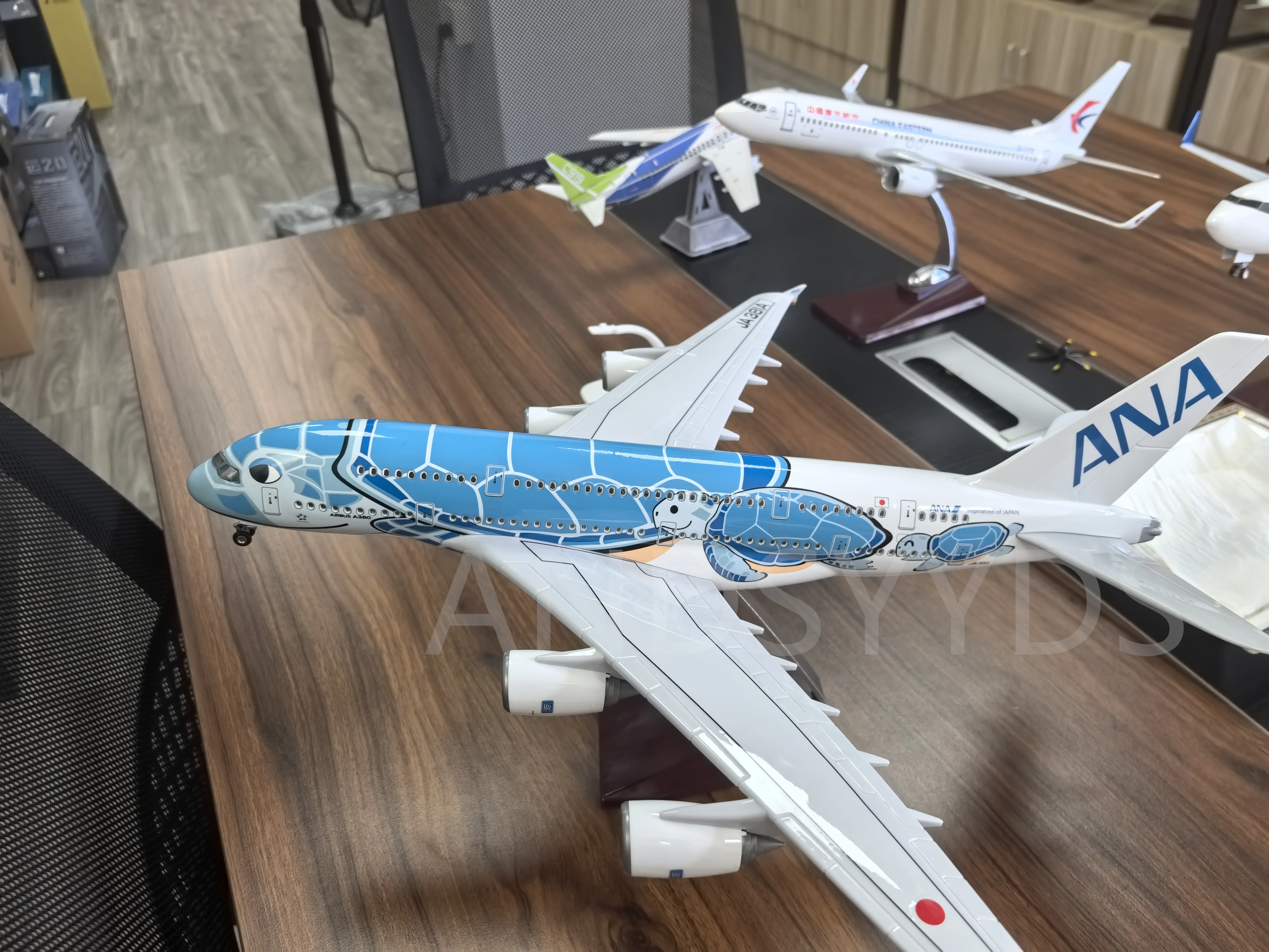 Nuevo modelo de avión SeaTurtle a380 de 47cm, Kits de modelos de avión de tortuga A380 con rueda, juguetes de resina, colección de modelos, regalos para sala de estar