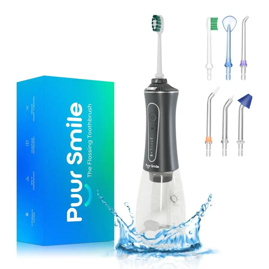 

Water Flosser Advanced Dental Care для здорового ухода за полостью рта, деснами и зубами IPX7 Водонепроницаемый ирригатор для полости рта 7 сменных насадок, Trav