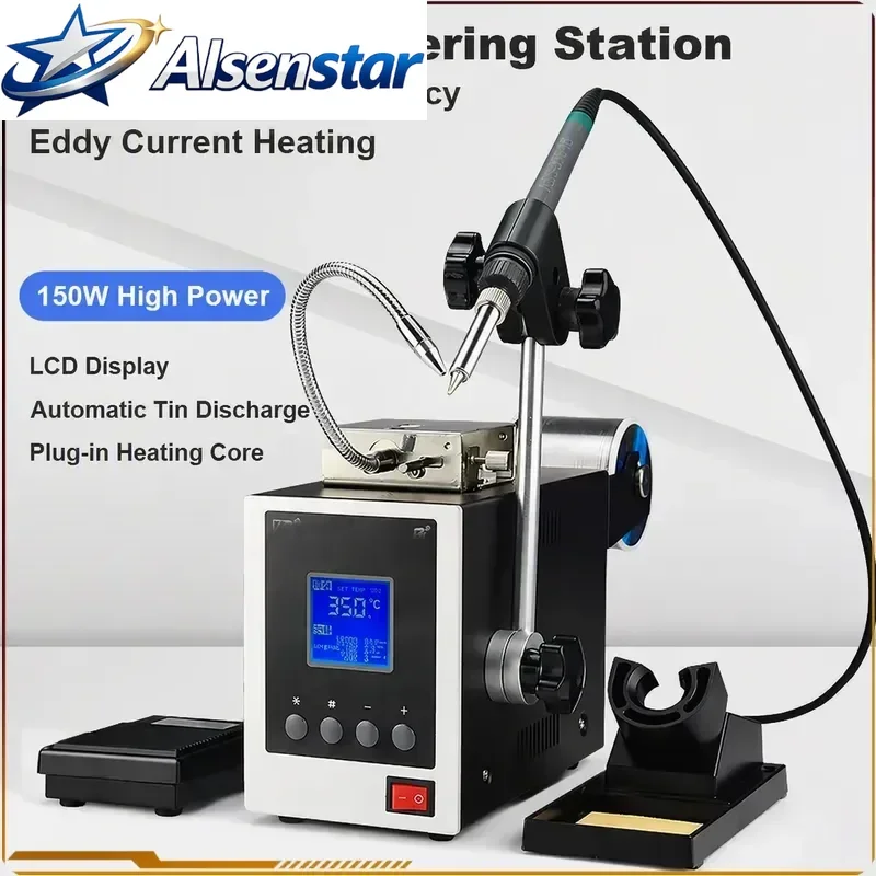 ASS-376 Foot Pedal Type Automatic Soldering Machine Tin Feeder 150W Repair Tool LCD Digital Display BGA Rework Soldering Station