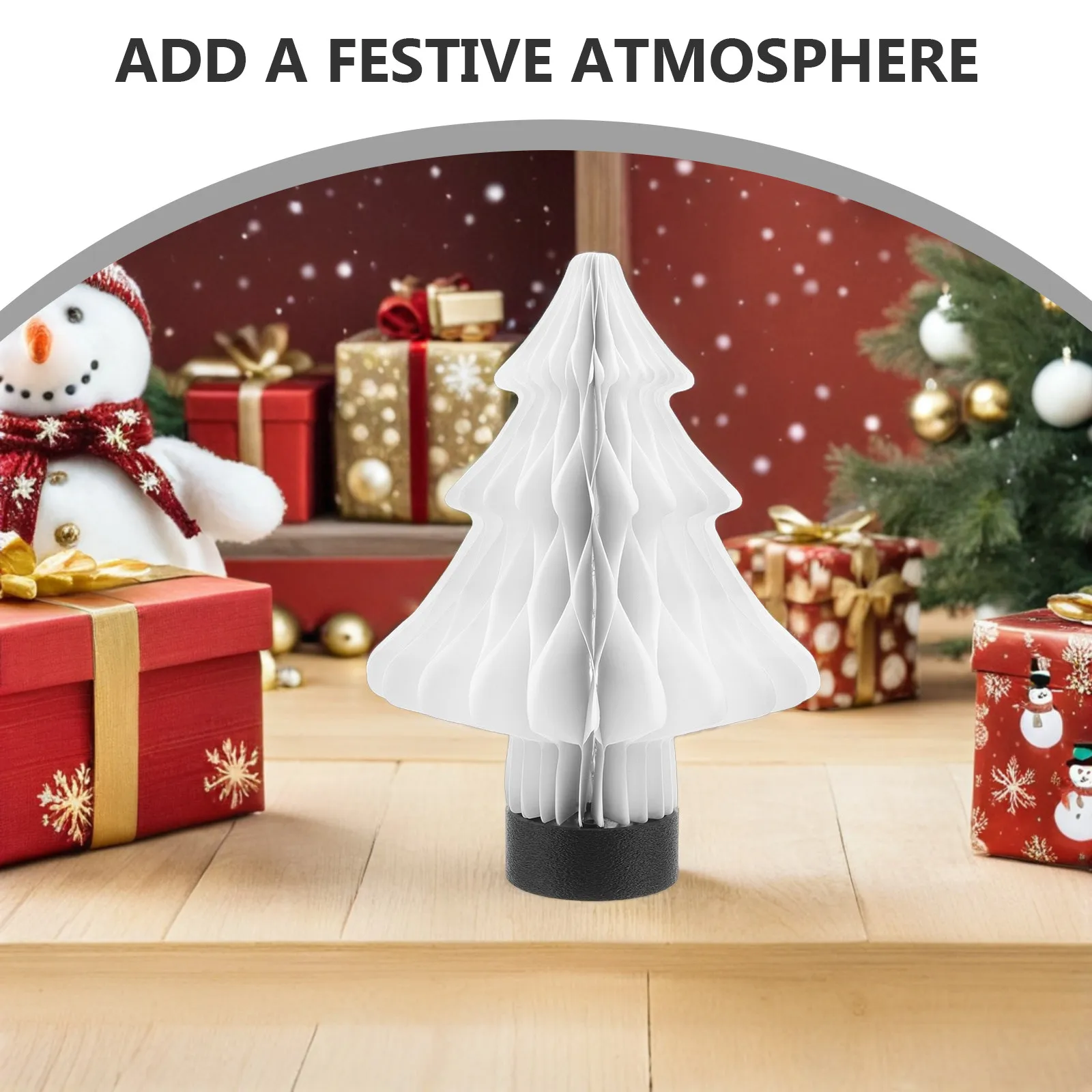 

Foldable Honeycomb Christmas Table Centerpiece 3D Paper Pine Tree Origami Lamp Light Up Decor for Holiday Party Wedding Home