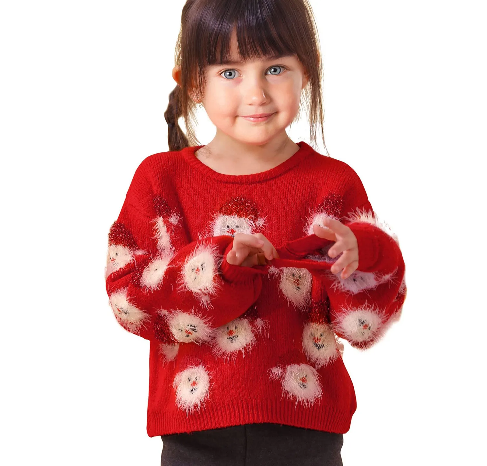 Girl Christmas Sweater Funny Santa Funny Xmas Holiday Party Knitted Pullover Baby Sweater Jumpsuit Toddler Sweatshirt Hoodie