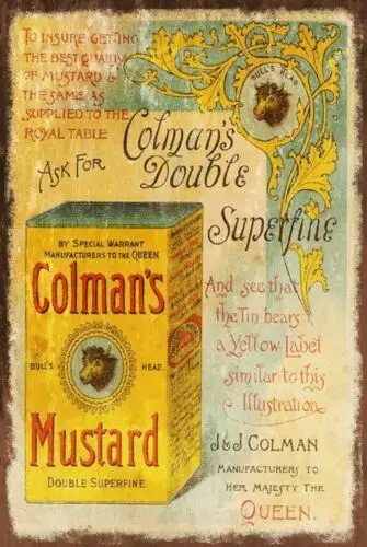 Colman's Mustard Powder Advert Vintage Style Retro Metal Sign, Kitchen Cafe Shop