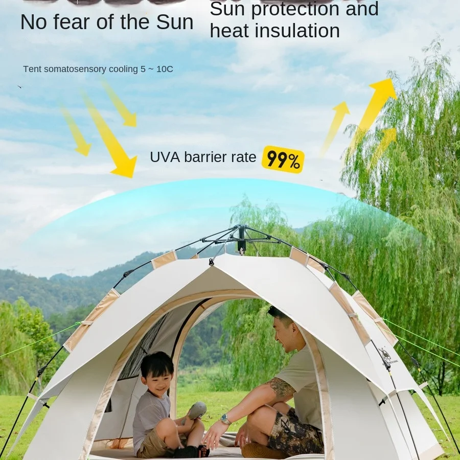 3-4 people four-season double-decker automatic tent rainproof free to set up quick bill