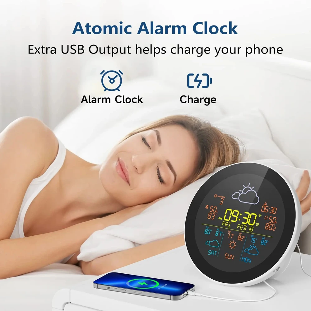 Tuya WiFi Intelligent Weather Clock Thermometer Hygrometer LCD Display Mobilephone Tuya APP Control with Alarm Clock Function