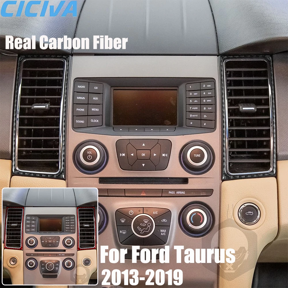 Real Carbon Fiber Car Accessories Center Air Vent Trim Cover Soft Sticker For Ford Taurus 2013 2014 2015 2016 2017 2018 2019