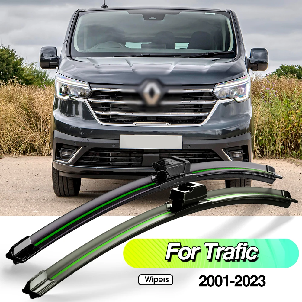 

For Renault Trafic 2001-2023 2pcs Front Windshield Wiper Blades Windscreen Window Accessories 2002 2008 2010 2013 2015 2019 2020