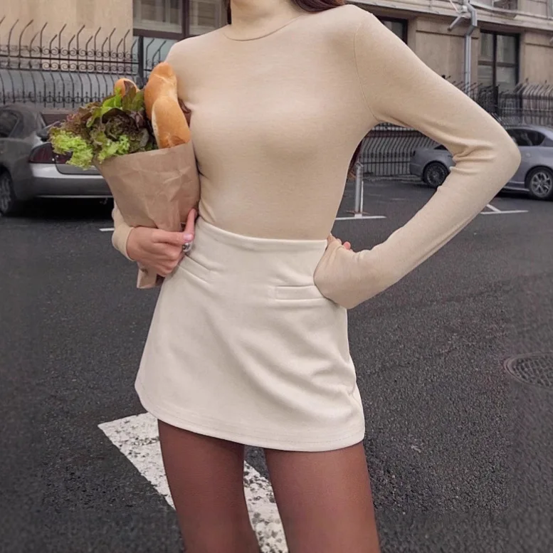 

Suede Half length Skirt with High Waist and Hip Wrap, 2026 New Women's Spicy Half length Skirt