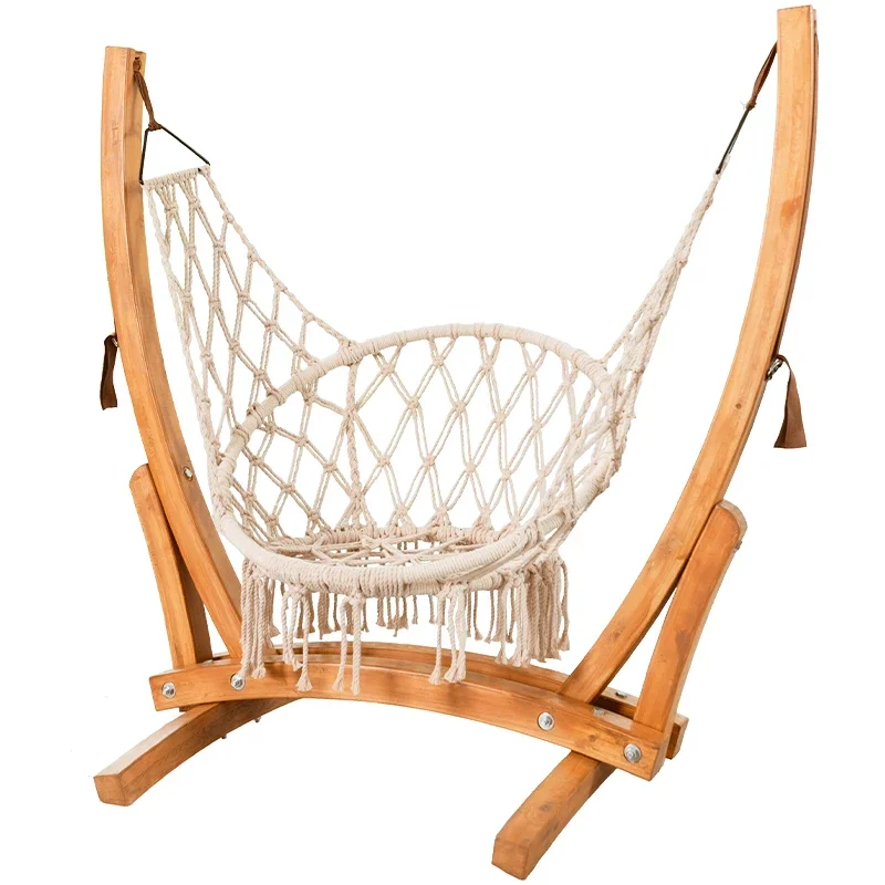 Swing Indoor Home Outdoor Cradle Courtyard Basket Solid Wood Bracket Rocking Leisure Single Glider furniture