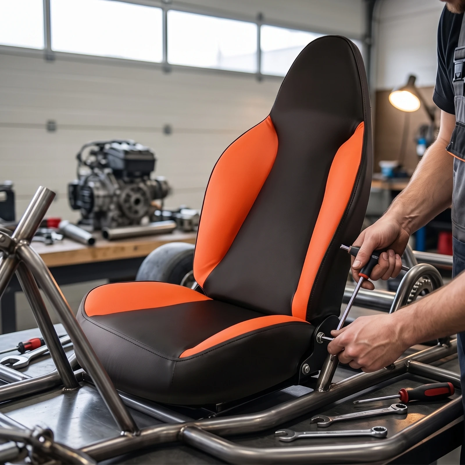 Go-Kart Seat with Backrest Contoured Padded Kart Seat Supportive Easy-Installation for off-Road Buggies