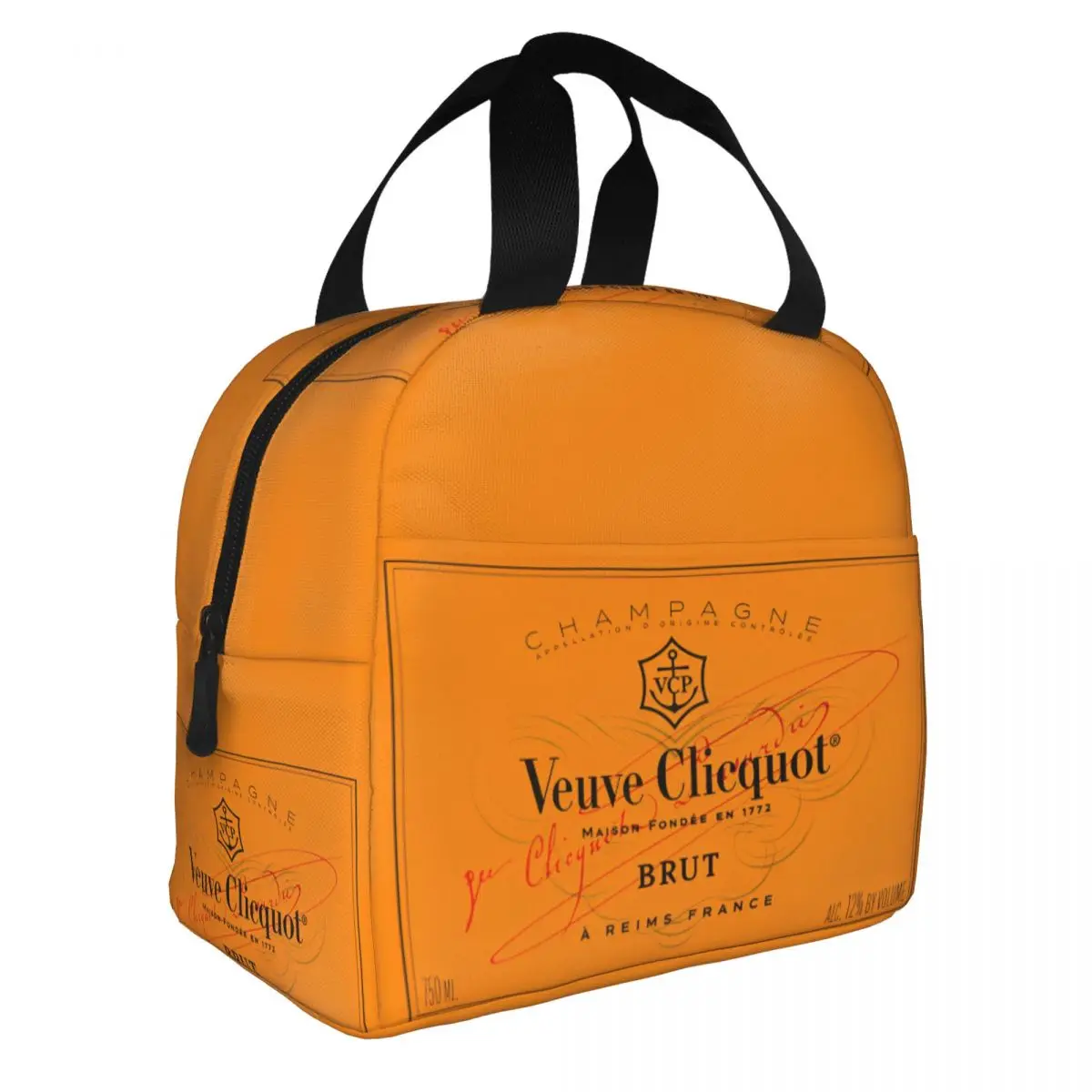 Champagne Orange Insulated Lunch Bags Cooler Bag Meal Container Veuves Clicquots Large Tote Lunch Box Food Storage Bags Work