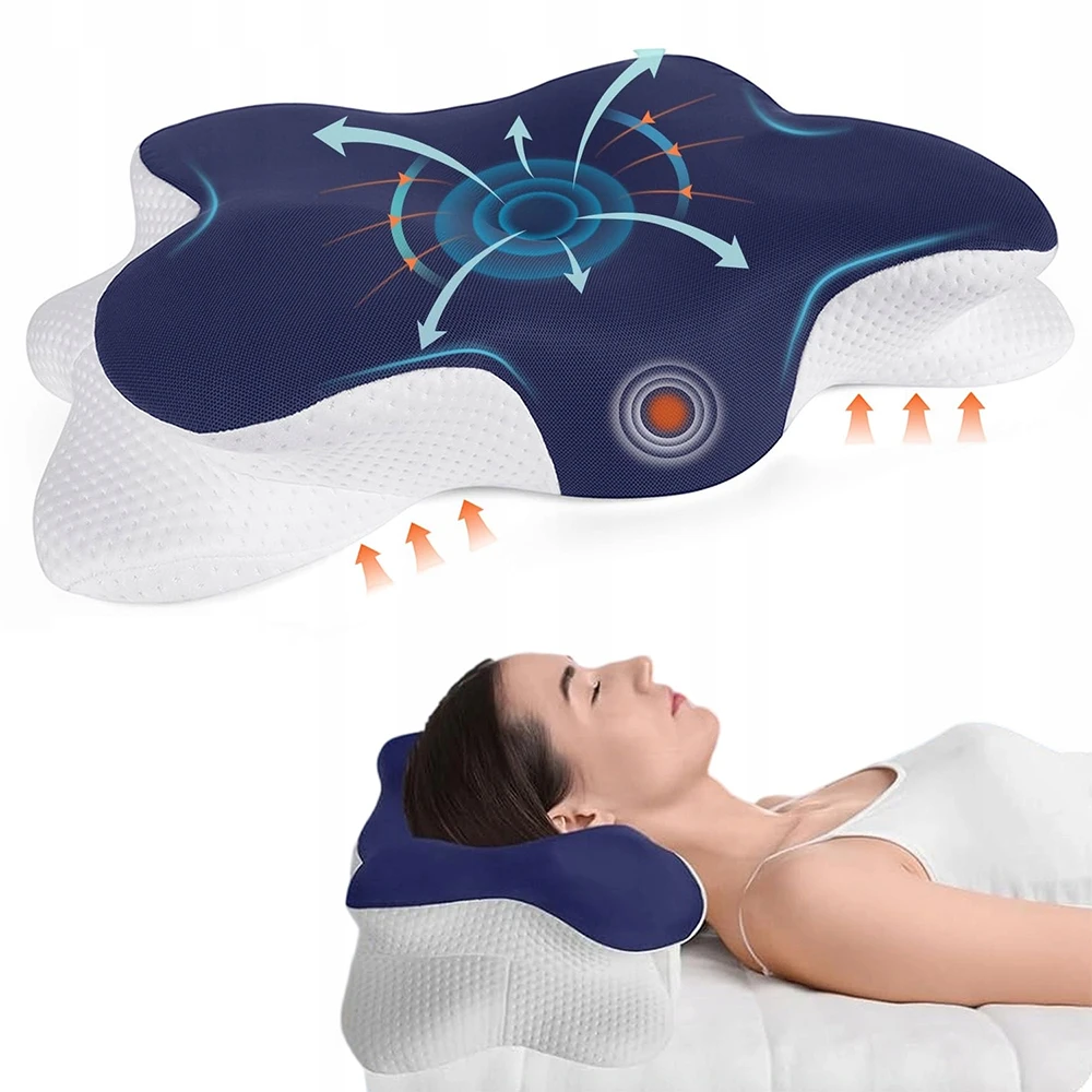 Cuscino a forma di farfalla, protezione per il collo, lento ritorno, cuscino in memory foam, cura della salute, cuscino ortopedico cervicale in schiuma per il collo