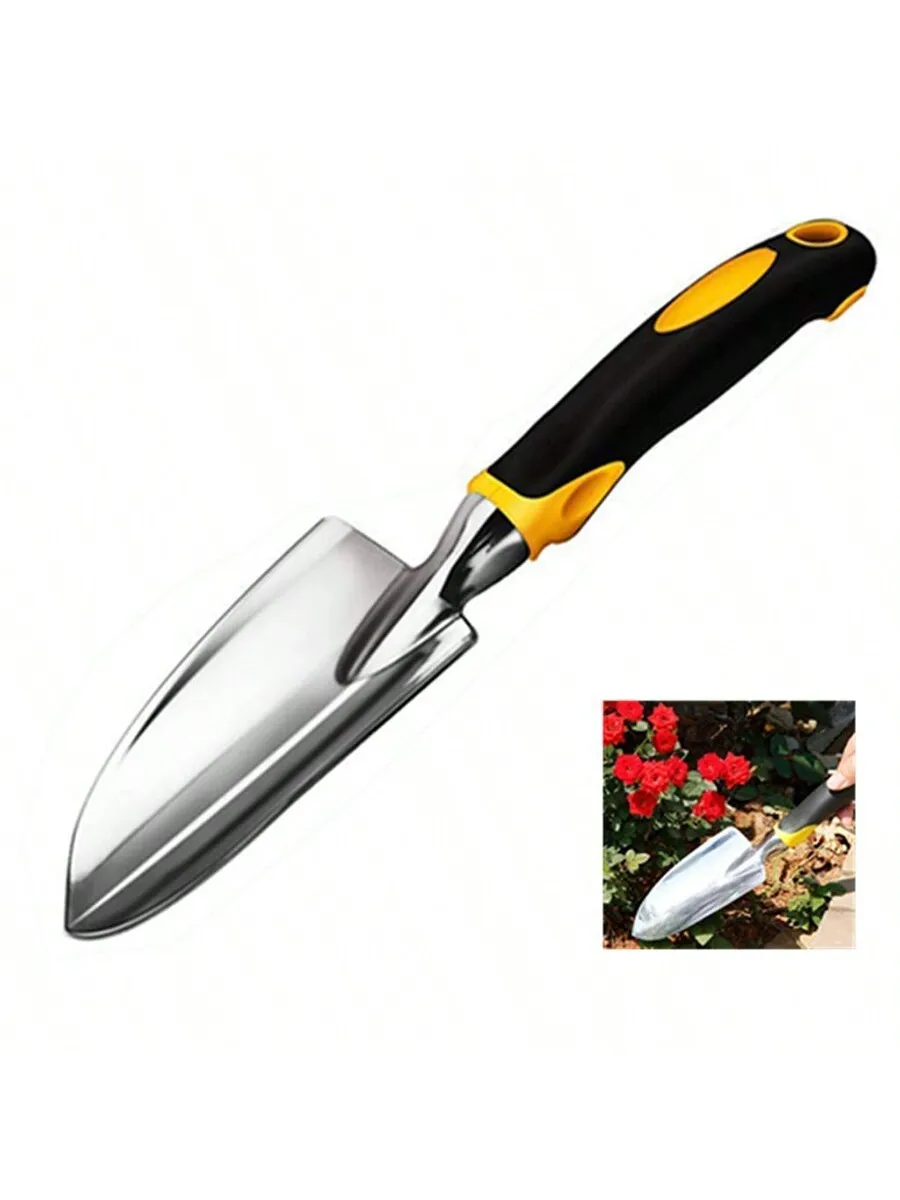 1pc/ Stainless Steel Gardening Shovel With Rubber Anti Slip Handle for Planting Excavating Weeding and Gardening Tools