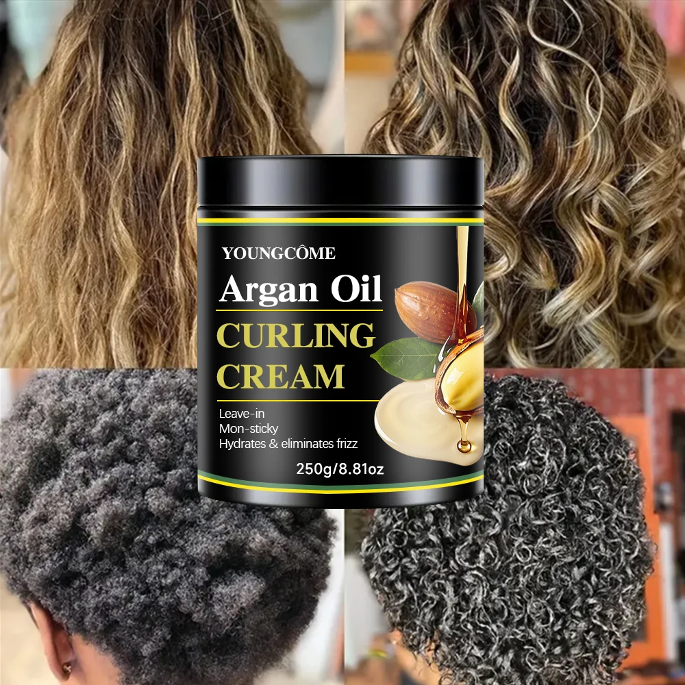 كريم تحديد تجعيد زيت الأركان، كريم تصفيف كريمي خالي من السيليكون لتجعيد الشعر الضيق والضفائر والملفوف وأنماط الغسيل والذهاب #5