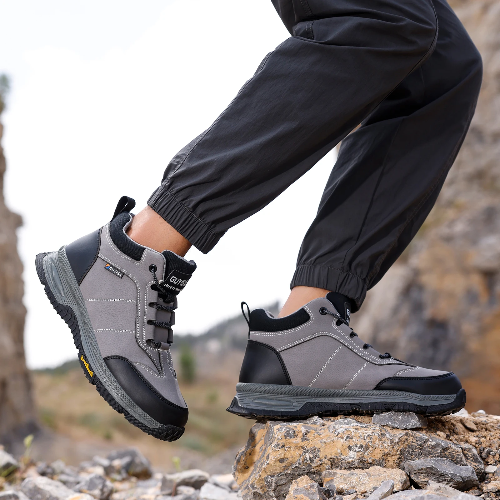 GUYISA Safety Shoes Work Shoes High cut Waterproof Anti Smashing & Anti Piercing 3108F