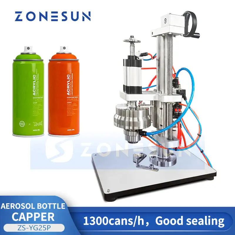

ZONESUN ZS-YG25P Pneumatic Aerosol Can Crimping Machine Luminum Spray Can Sealer
