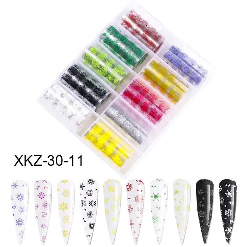 10Rolls/box Nail Sticker Christmas Halloween Starry Sky Transfer Nail Stickers Nail Foils Decals Decoration Accessories