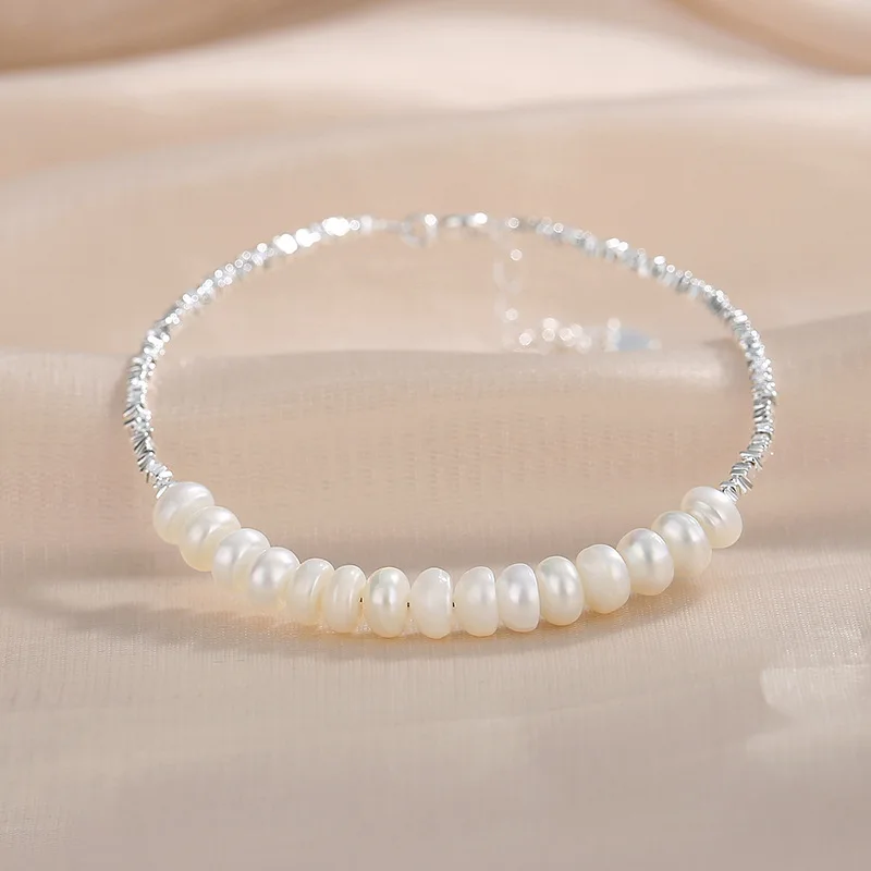 Pulsera de perlas irregulares de Plata de Ley 925 de lujo para mujer, pulseras con dijes de cuentas ajustables de diseñador coreano, regalo de joyería de fiesta