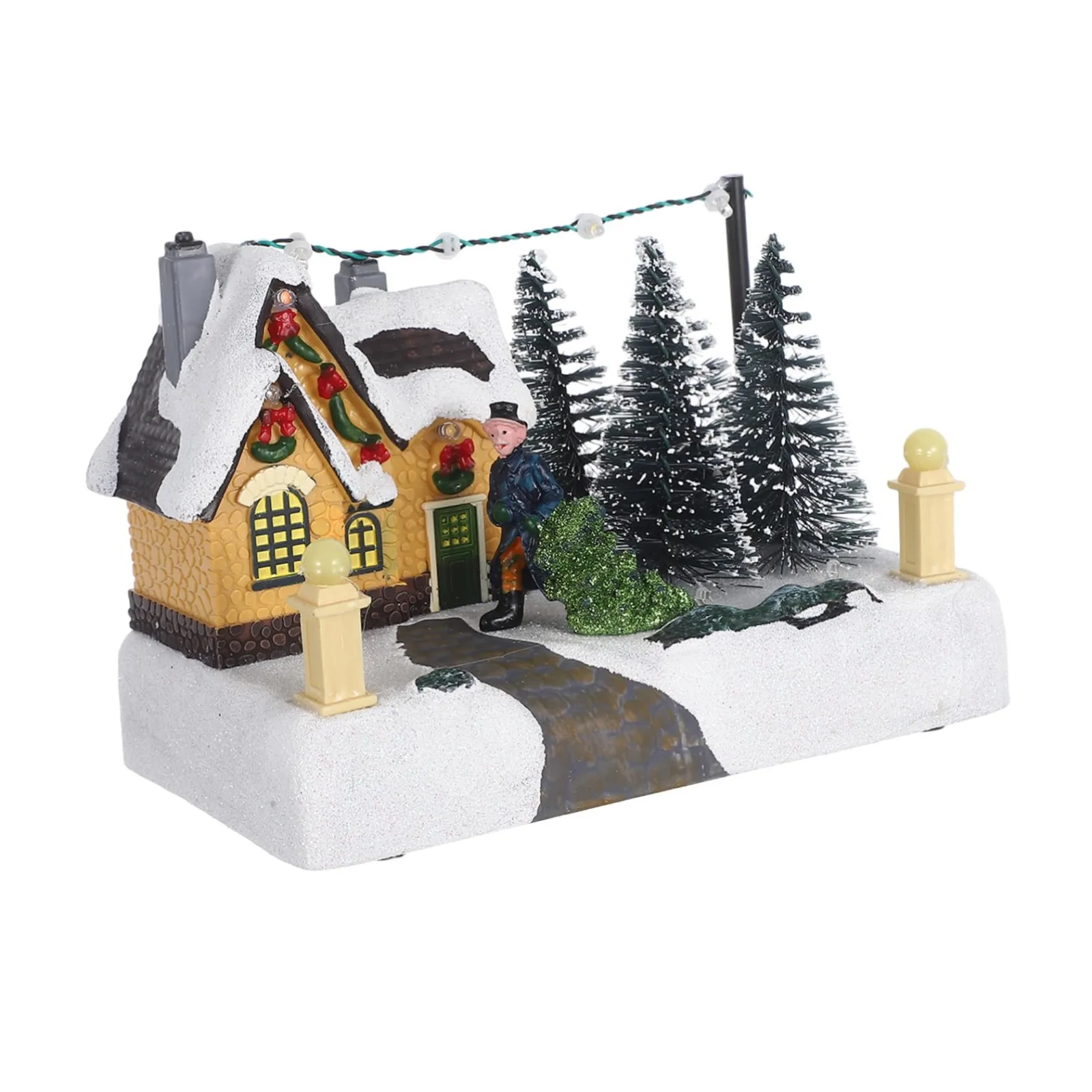 Christmas Music Box LED Snow Globe Rotating Figurine Holiday Table Decor Musical Ornament Night Lights Present Party Display Set