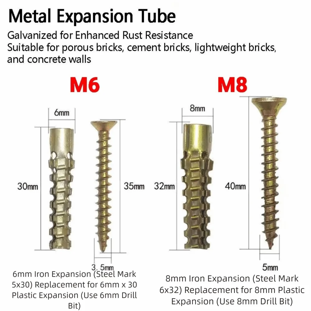 100/150Set M6 M8 أنبوب توسيع معدني الأنابيب الذاتي الحفر الربط المسمار تشكيلة كيت الحفر المكونات منع فضفاض #6