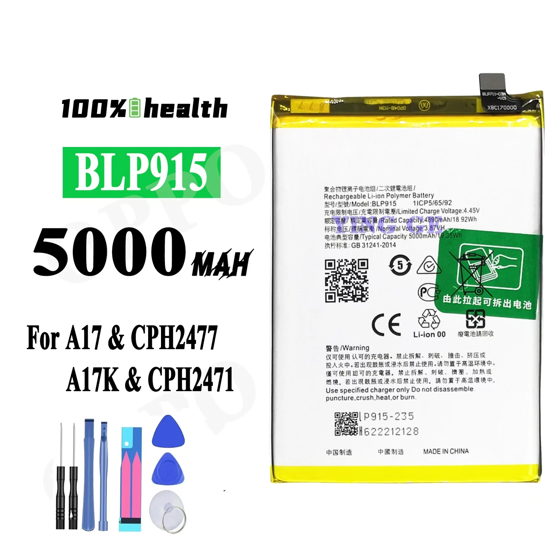 

For OPPO mobile phone A17/CPH2477/A17K/CPH2471 BLP915 new high capacity mobile phone battery