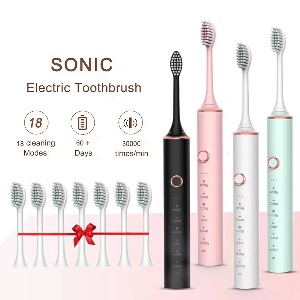 

Новая звуковая электрическая зубная щетка для взрослых, умный таймер, 6 режимов, зубная щетка для глубокой очистки с 4 насадками, зубная щетка, уход за полостью рта