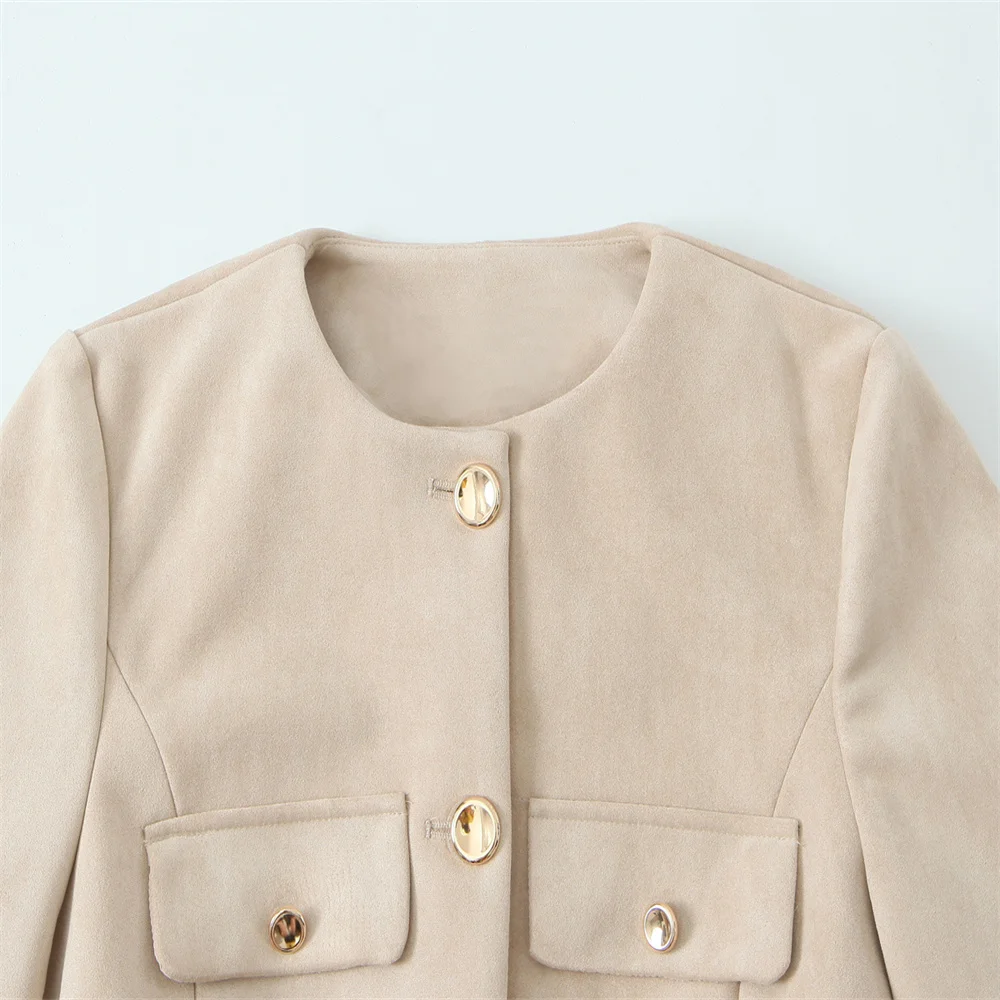 Осенний новый женский модный наряд с поясом и замшевым эффектом, пиджак