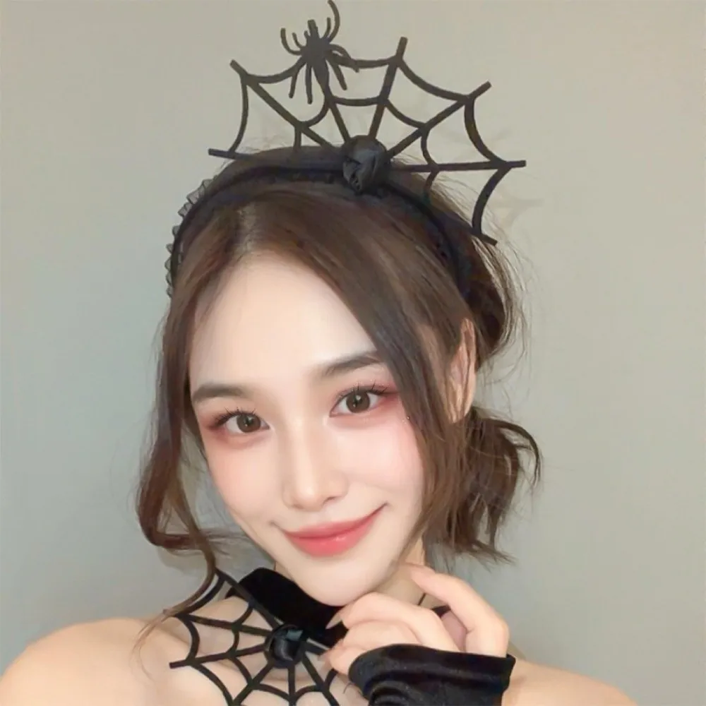 Halloween Spider Web Headband Spider Non-slip Spider Hairband Face Wash Make Up Spider Hair Hoop Halloween Costume Party