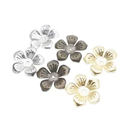 50pcs 22mm Silver Charm Flower Filigree Loose Spacer Beads End Caps Crafts Finding Jewelry Making DIY HK122