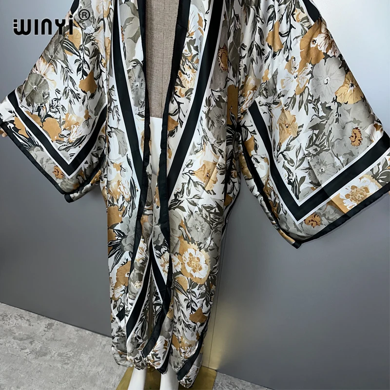 ชุดกิโมโน WINYI สำหรับผู้หญิงแอฟริกัน ฤดูร้อน ชุดมุสลิมสไตล์โบฮีเมียน เสื้อคลุมคาร์ดิแกนทรงหลวมแบบอาบายะ ชุดลำลองชายหาด ชุดคลุมชายหาดสไตล์โบฮีเมียน ชุดเดรสสำหรับงานปาร์ตี้ คาฟตัน
