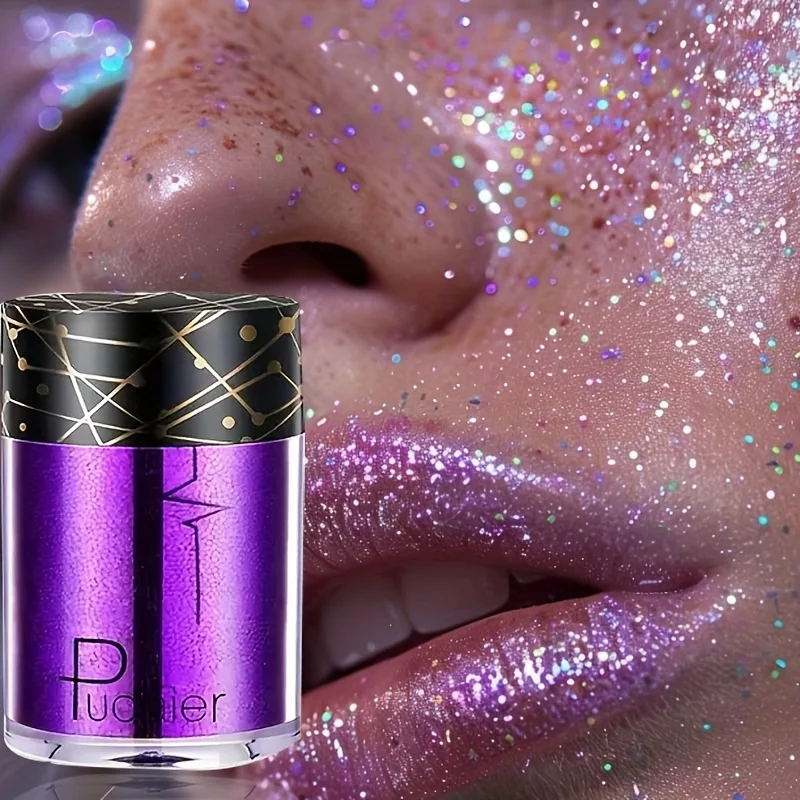 Pudaier Poudre de fard à paupières monochromatique à paillettes - 36 nuances vibrantes, finition scintillante facile à appliquer, taille portable, festival de musique