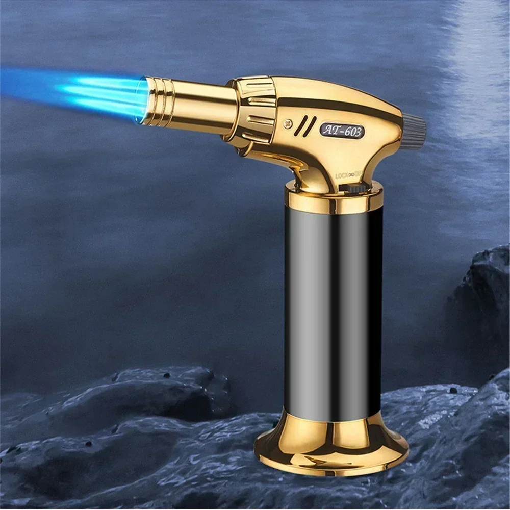 High Quality Metal Big Firepower Jet Flame Lighter 3 Fire Butane Gas Lighter Outdoor BBQ Kitchen Cooking Welding Torch Gun Tools