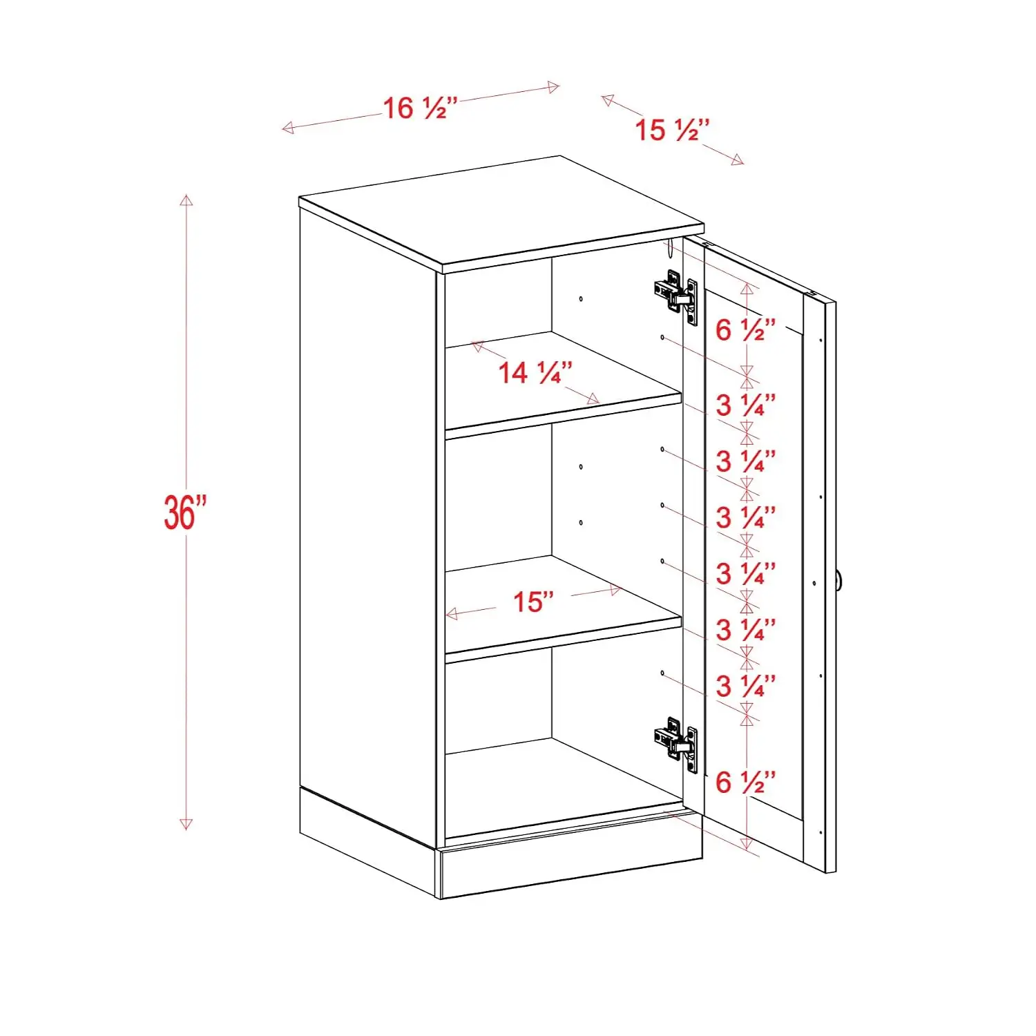 Solid Wood Bathroom Cabinet with Door & Adjustable Shelves Shaker Style 16.5