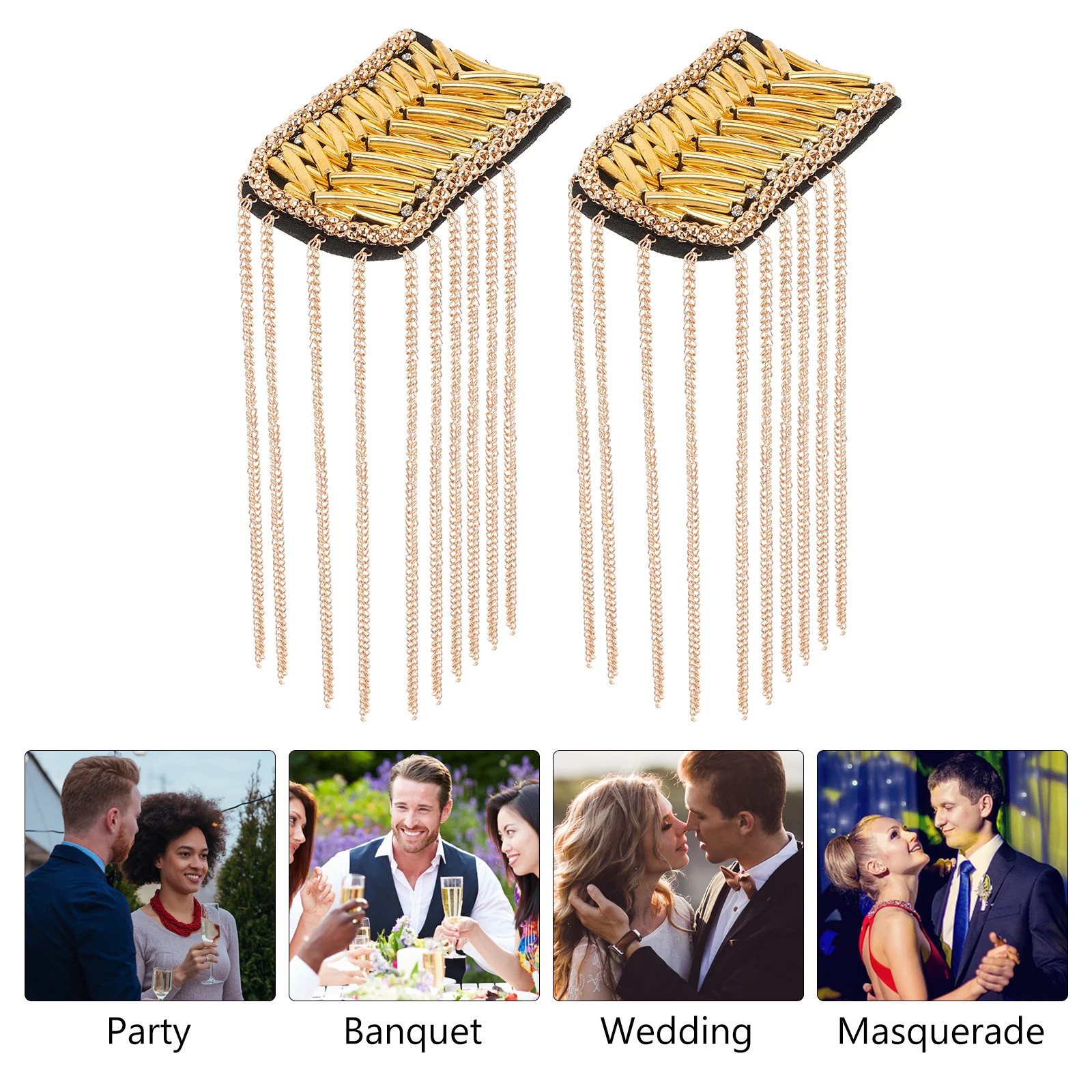 

2pcs Shoulder Epaulettes Tassel Vintage Bag Chain Silver Rhinestones Metal Jewelry Epaulets Dangle Chain Decorative Accessories