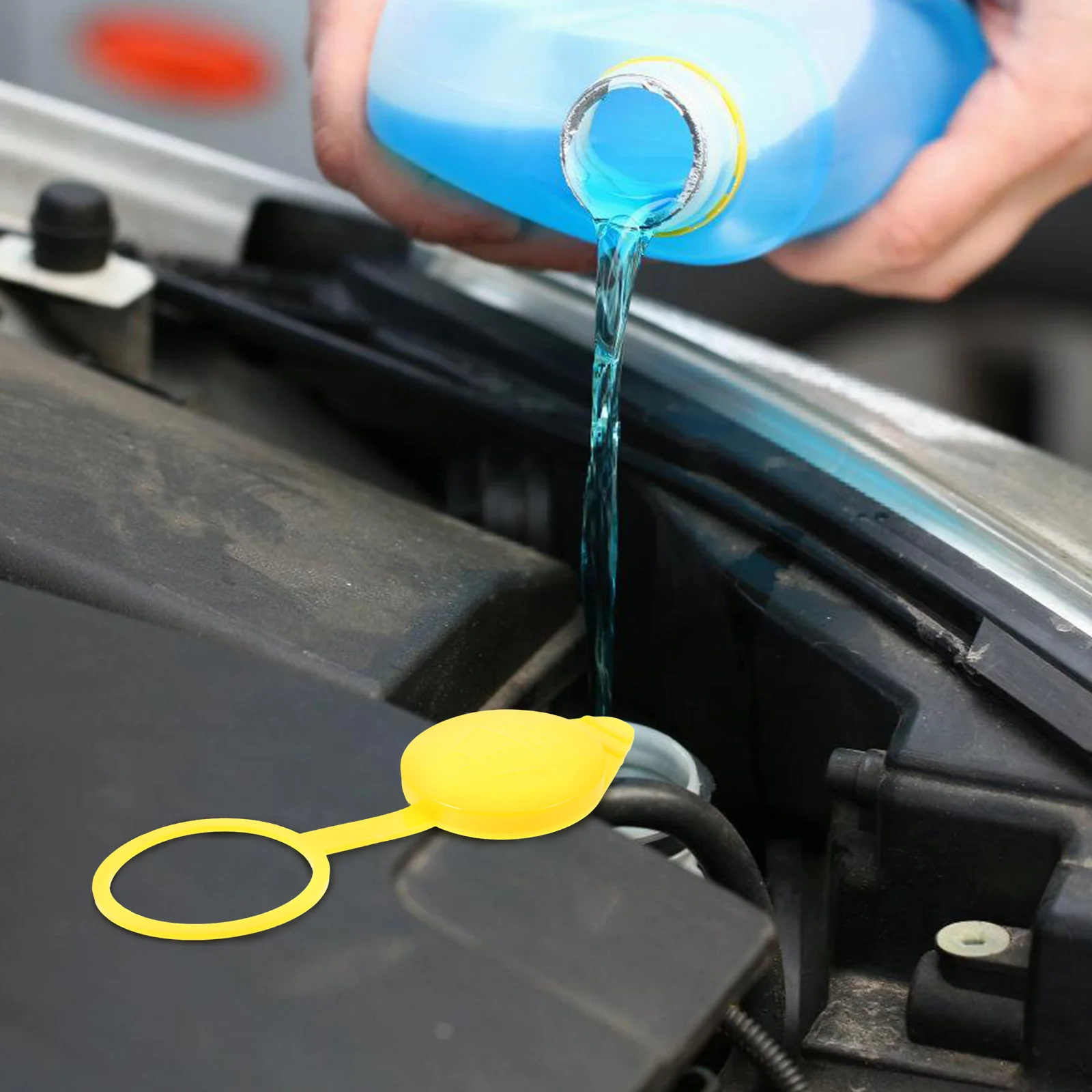 

2pcs Windshield Washer Fluid Cap Replacement Fluid Reservoir Cap Durable Plastic Yellow Car Accessories Bottle Cover