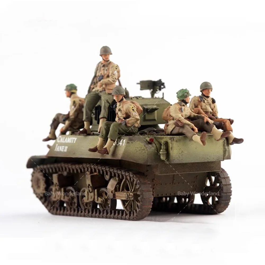 In Stock 1/72 Figures World War II US Tank Troops 6-Person Team Painted Model Photography Scene Dolls Car Toys