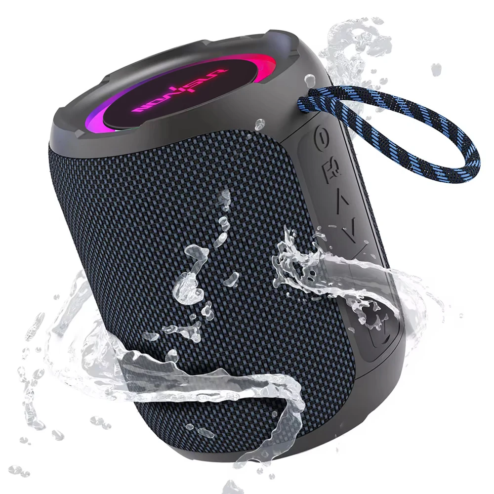 40W Portable Wireless Bluetooth Speaker 360 Degree Stereo Subwoofer IPX7 Waterproof Speaker with RGB Light Support TF, AUX, USB