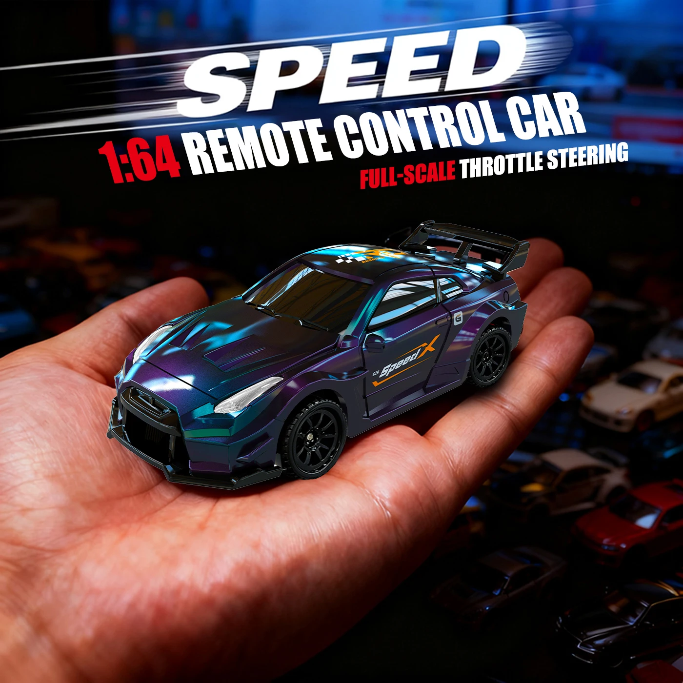 Desktop Mini RC Cars Drift Remote Control Racing Car LED Light 1/64 High Speed GTR Small Car Model Kids Toys Boy Birthday Gifts view 2
