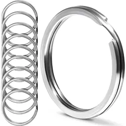 20pcs Stainless Steel Key Rings 15-50mm Round Flat Line Split Rings Keyring for Keychain Making DIY Handmade Jewelry Accessories