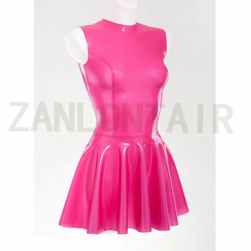 

Customize Sexy Lingerie Handmade Club Party Wear Latex Sleeveless Round Neck Mini Tight Ballet Pleated Dress Skirt Fetish Unifor