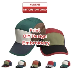 KUNEMS Custom Embroidery American Retro Multicolor Patchwork Baseball Cap Men's and Women's Outdoor Casual 5-Panel Hat Wholesale