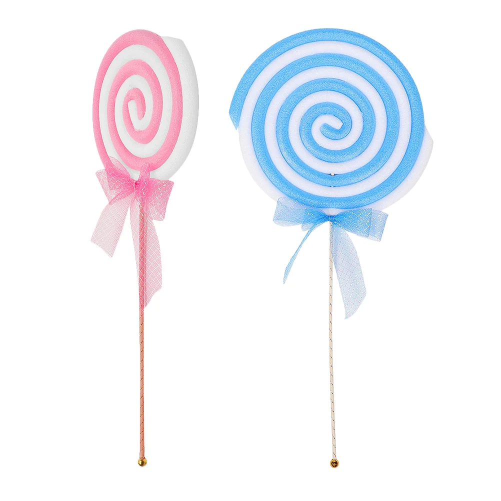 

2 Pcs Lollipops Photo Studio Props Vivid Candy Ornament Fake Decorative Models Unique Ornaments Embellishment