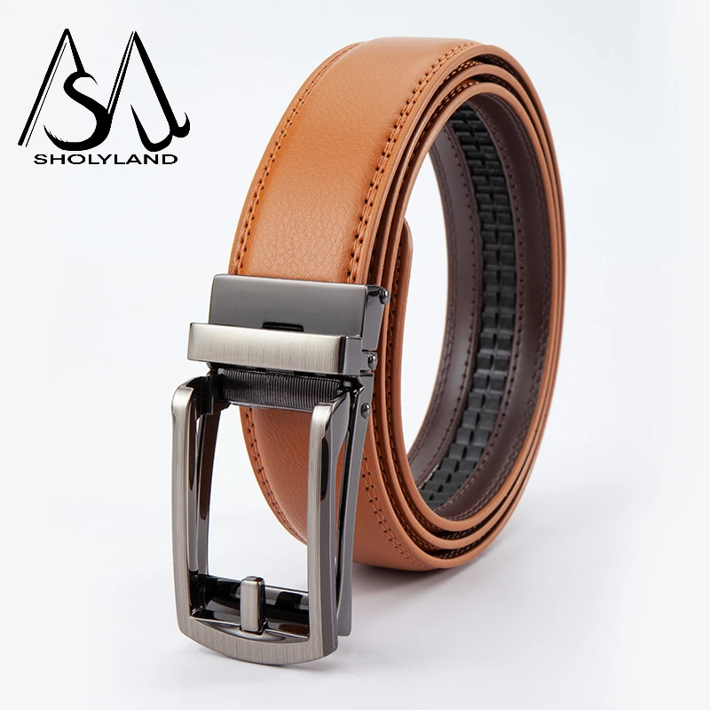 New Trendy Fashion Versatile Leather Men\'s Belt Alloy Automatic Buckle Two-layer Cowhide Classic Business Versatile Men\'s Belt