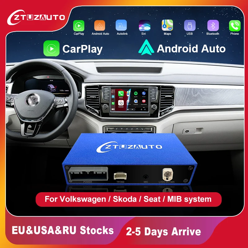 

Беспроводной CarPlay Android Auto для Volkswagen VW Polo Golf Touareg Tiguan Teramont Passat B8 MIB MIB2 Модульная коробка Видеоинтерфейс