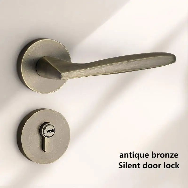 

Bedroom door lock modern minimalist aluminum alloy indoor room door bathroom new Chinese style antique bronze door lock