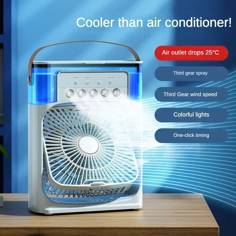 Mini ventilador humidificador portátil, aire acondicionado pequeño para el hogar, refrigeración por hidrorefrigeración, ajuste portátil para