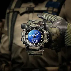 SMAEL 8049MC Camouflage New Style Digital Waterproof Sports Watches Men's Shock Analog Dual Display Watch