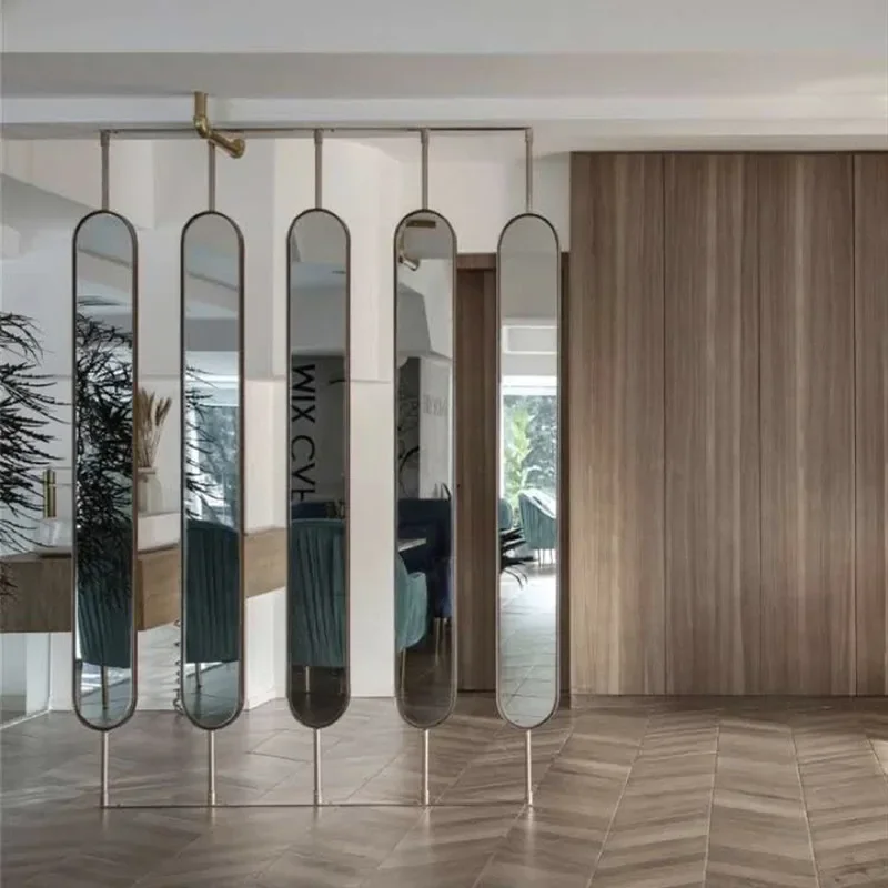 Nordic Oval Glass Mirror Screen Decorative Partition Barrier for Small Apartment Living Room Entrance